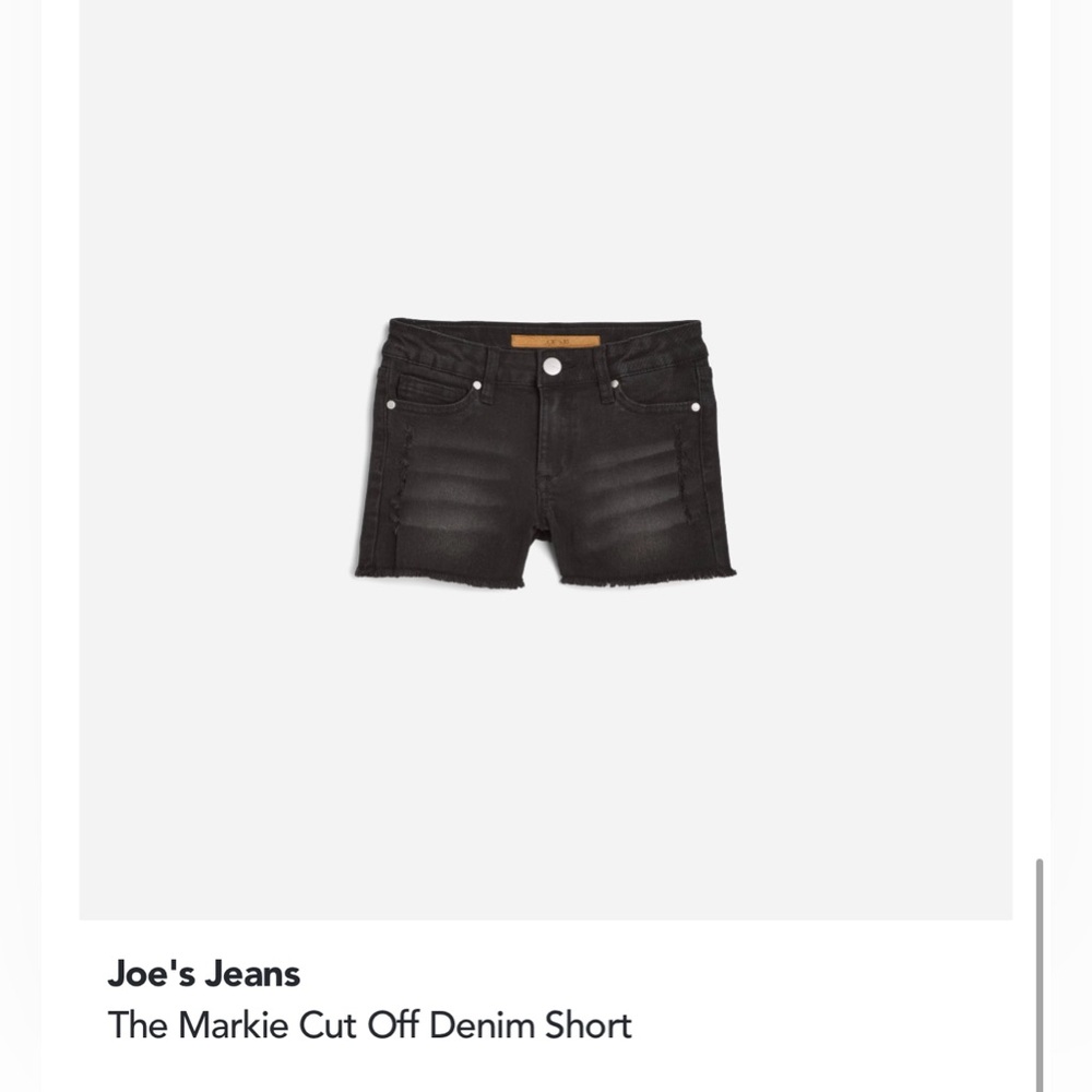 NWT Girls size 8 Joes The Markie Mid Rise black wash fringe cut off jean shorts - Picture 5 of 5